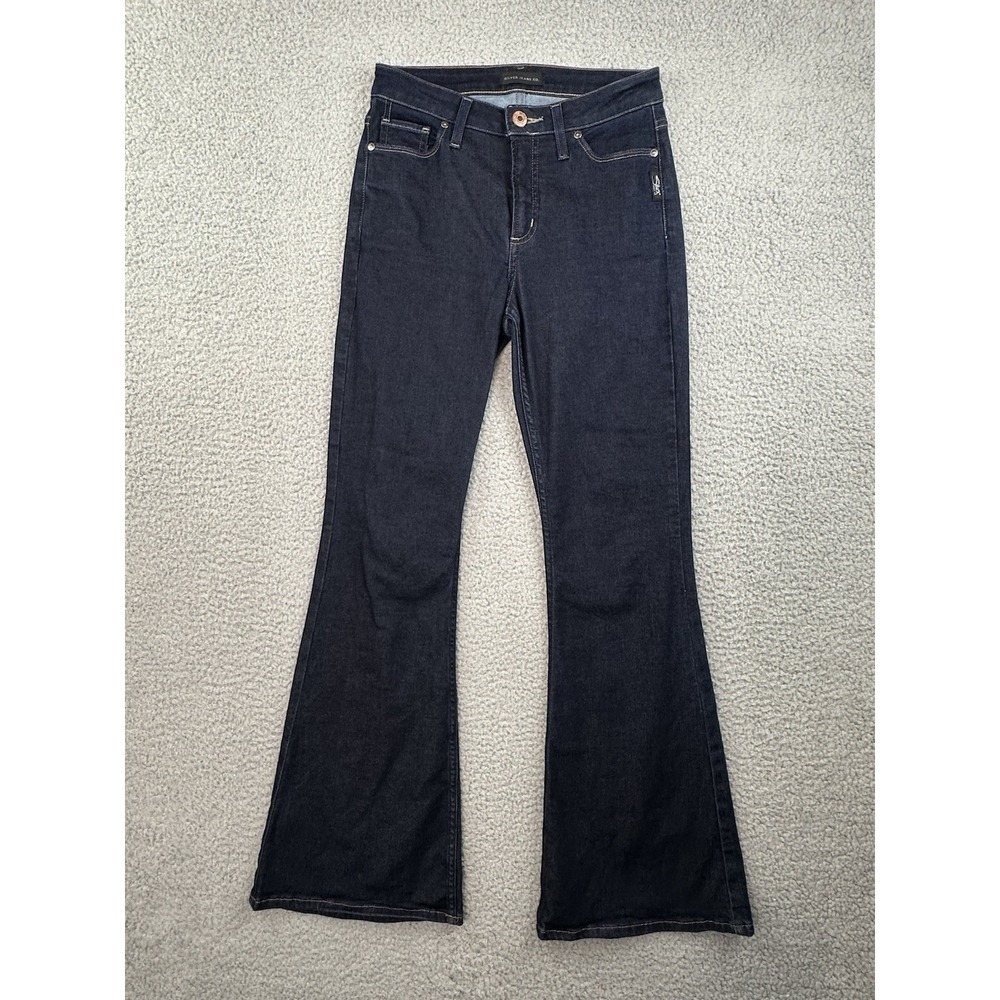 Silver Jeans Mazy Flare Womens 27x30 Dark Wash Blue Stretch Denim Boho